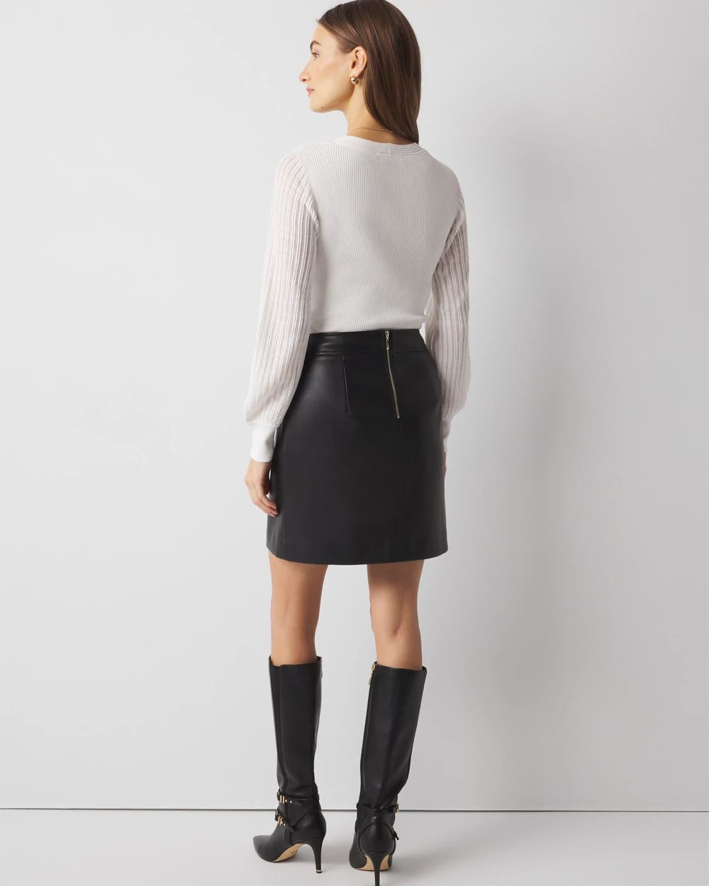 White house black market leather skirt top